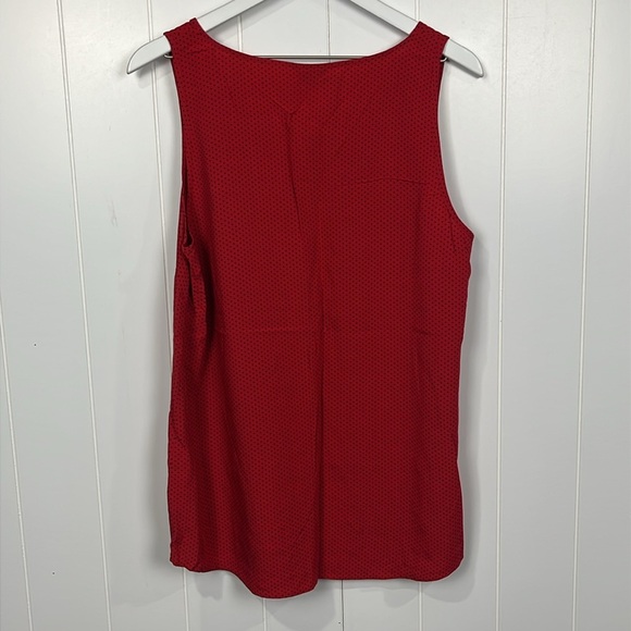 J. Jill Womens Tank L Red Black Polka Dots Sleeveless Pullover Curved Hem Rayon - Picture 7 of 10